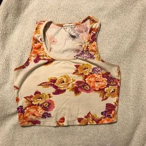 Floral crop tank top